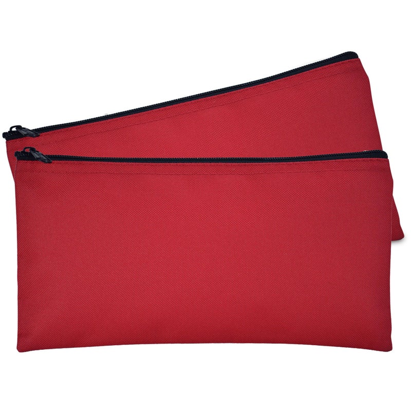 DALIX Bank Bags Money Pouch Secur Deposit Utility Zipper Coin Bag Red 2 Pack - Image 1